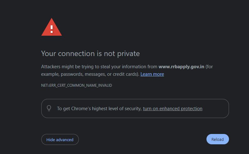 google chrome error Your connection is not private solution